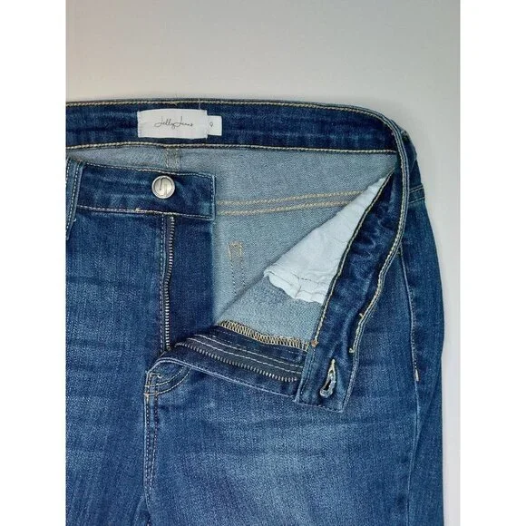 Jelly Jeans Womens Juniors Size 9 Dark Blue Distressed Denim Jeans Raw Hem - Picture 8 of 16